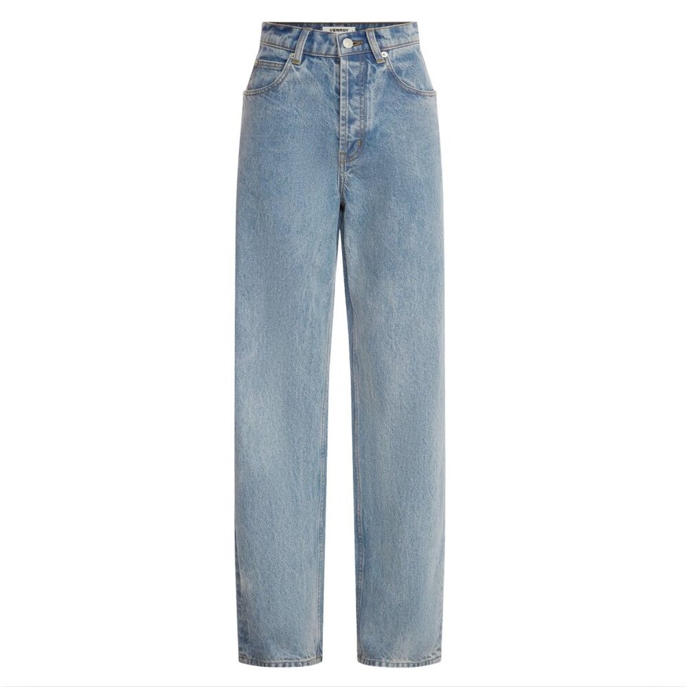 VENROY V Front Denim Light Blue Jean $180 NWT XS